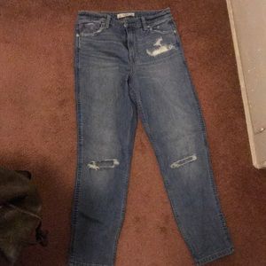 Abercrombie high rise distressed girlfriend jeans